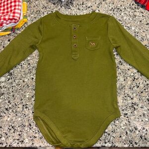 Olive Green Long Sleeve Baby Onesie